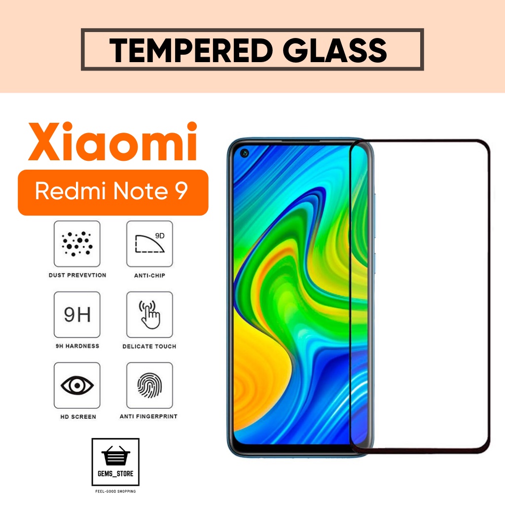Xiaomi Redmi Note 9 Tempered Glass 9D Full Layar
