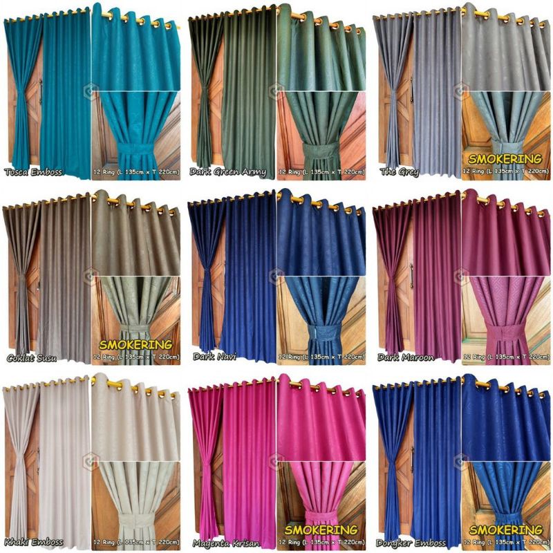 gorden katun 12 smokring /tirai pintu/gorden jendela katun/gorden katun murah