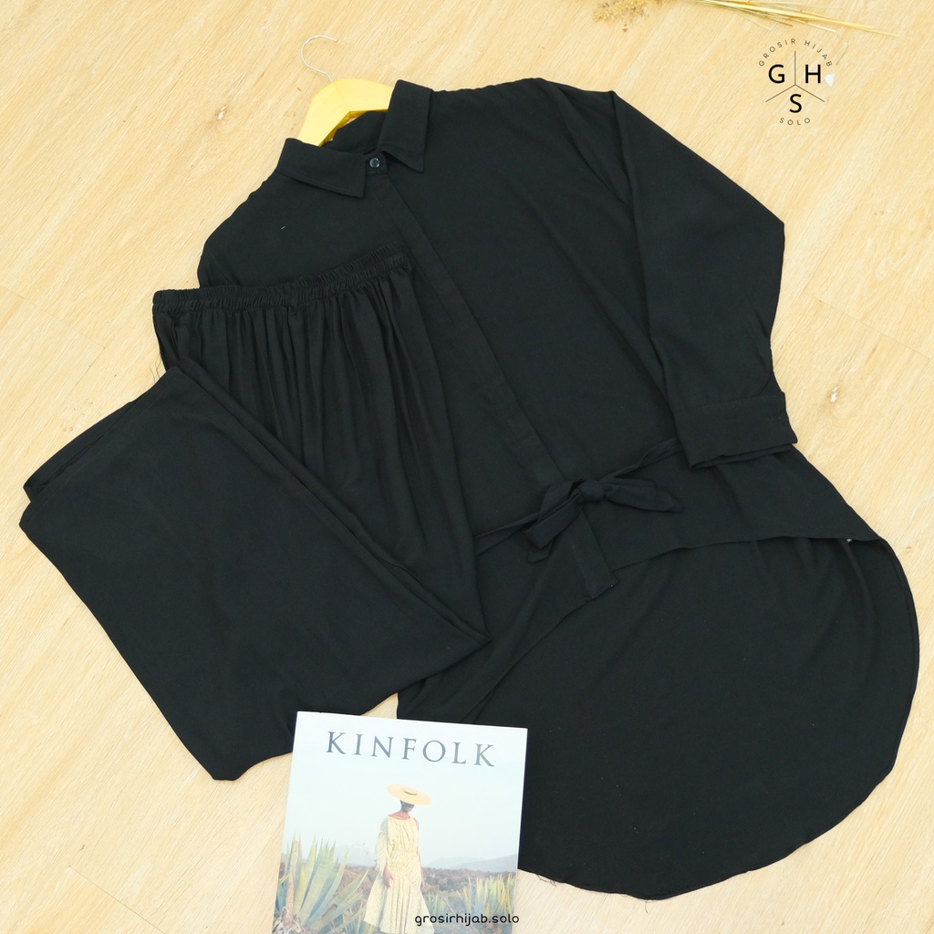 (RPA) ONE SET NEVA TUNIK ATASAN KEMEJA BLOUSE WANITA-ST NEVA HITAM