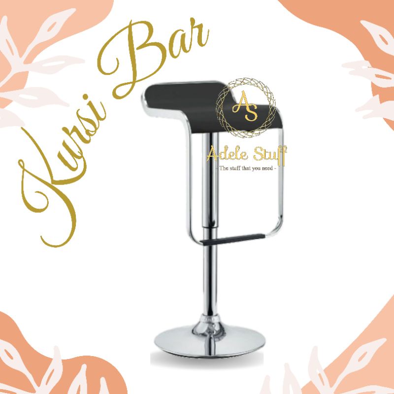 Kursi Bar Hidrolis IMPORT / Kursi Cafe / BarStool kotak-Hitam