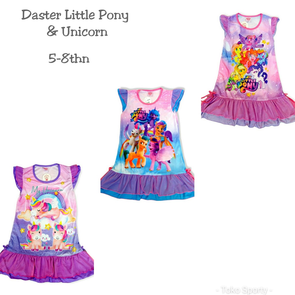 DASTER ANAK PEREMPUAN FROZEN/ DRESS ANAK KUDA PONY (usia 5-8thn) / BABYDOLL FROZEN / BAJU TIDUR ANAK