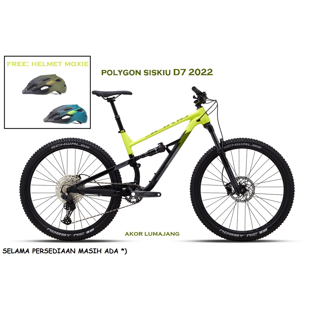 polygon siskiu D7 green black 27.5 / 29 tahun 2022 GRATIS HELM MOXIE
