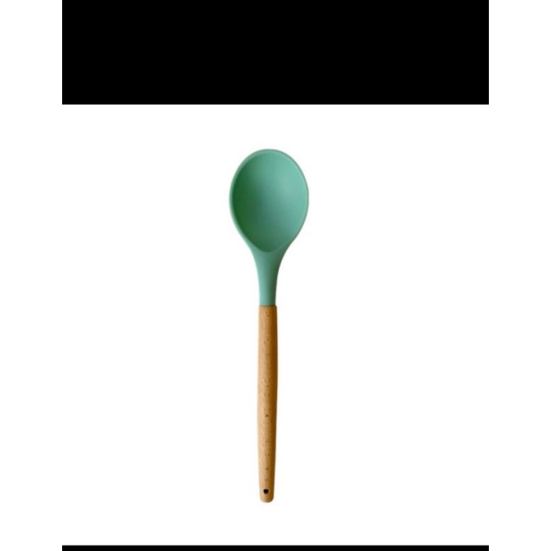 sepatula silikon sendok gagang kayu tahan panas