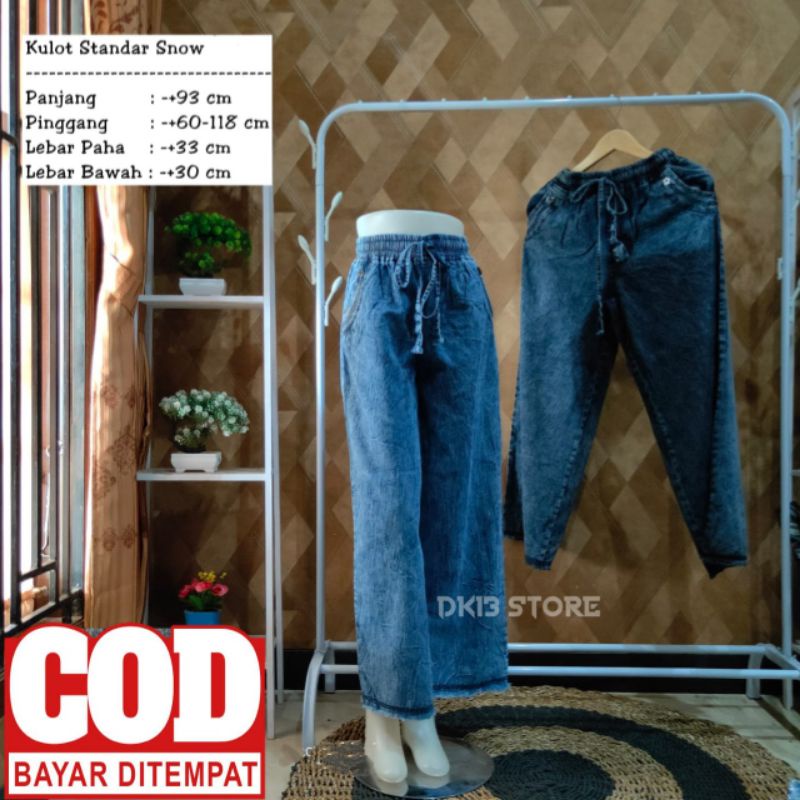 CELANA KULOT JEANS POLOS TALI MUAT SAMPAI BB 75KG