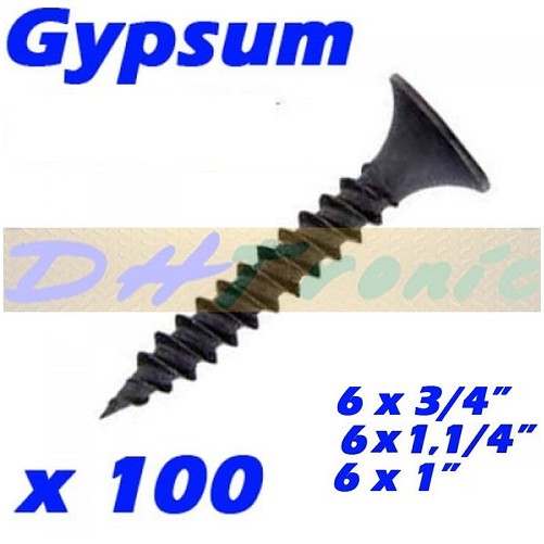 100 Pcs Sekrup Baut Gypsum Drywall Screw Ukuran ( 6 x 3/4
