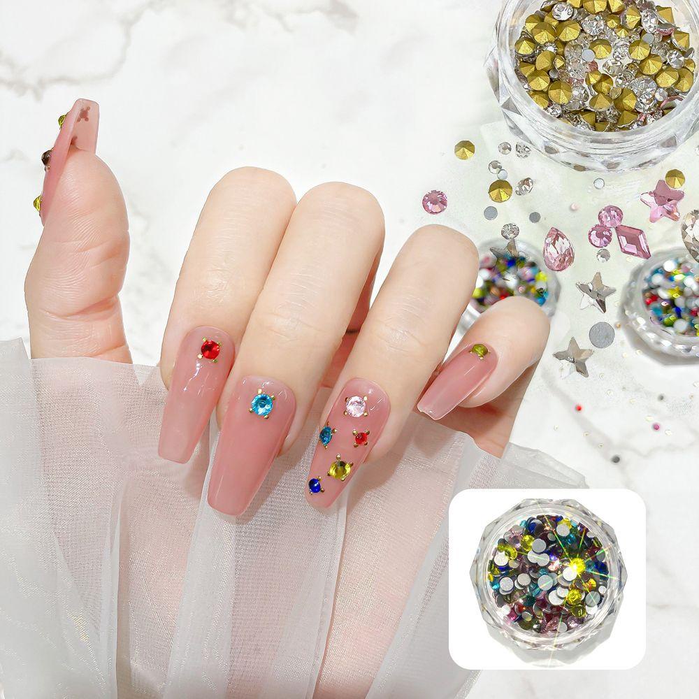 Mxbeauty Dekorasi Nail Art Hati Bulat Ornamen Manicure Aksesoris Flatback Kristal Permata Rhinestones
