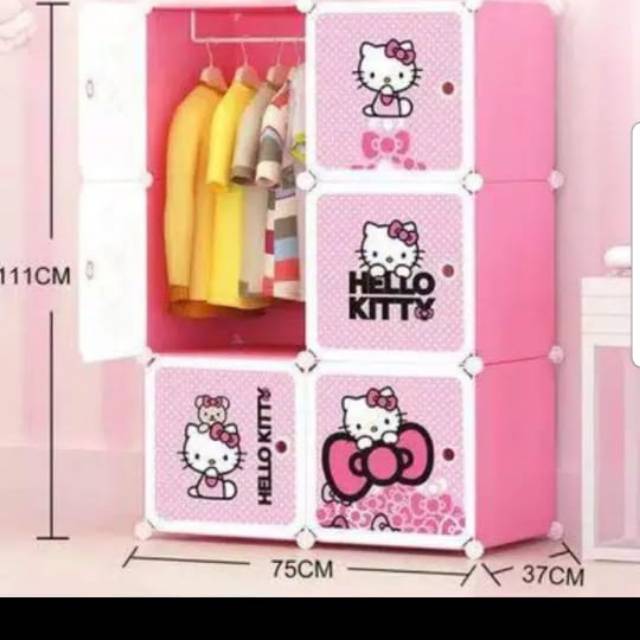 LEMARI PLASTIK 2X3/LEMARI PLASTIK KARAKTER/LEMARI SERBAGUNA HELLO KITTY
