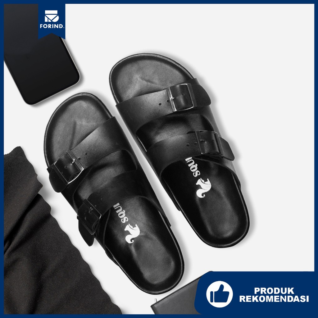 Adson Full Black | Sendal Strap Original Santai Kasual Pria Wanita Sandal Footwear | FORIND Squirrel