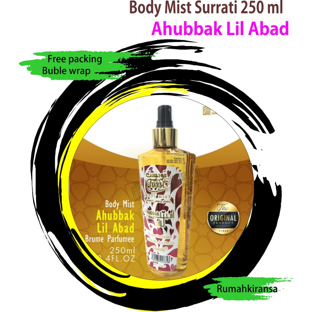 Body Mist 250ml - AHUBBAK LIL ABAD | Parfum Surrati