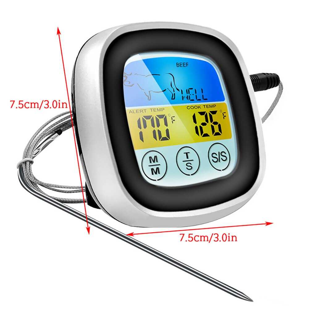 Food Thermometer Meat BBQ Cooking Timer Touch Screen