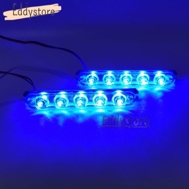 Lampu Kedip Lampu Kolong Blitz 5 Mata Sepasang 2 Pcs Biru Led Motor Mobil