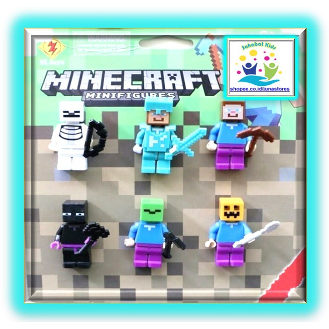 Mine craft Lego Figure Minicraft Mainan Anak Minecraf Set Isi 6 Pc Minecraft Murah