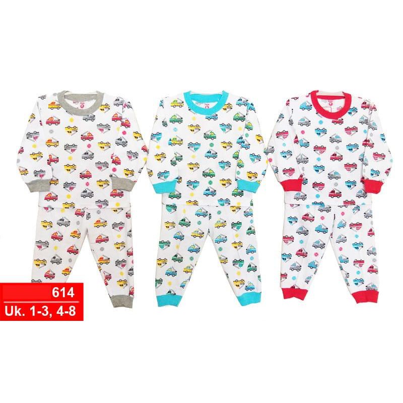 Piyama baju tidur setelan anak cowok WHITE F CAR panjang Piyama baju tidur setelan anak cowok WHITE F CAR panjang