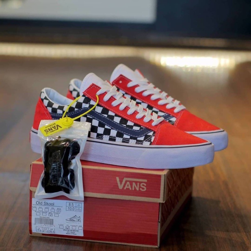 orange checkered vans old skool