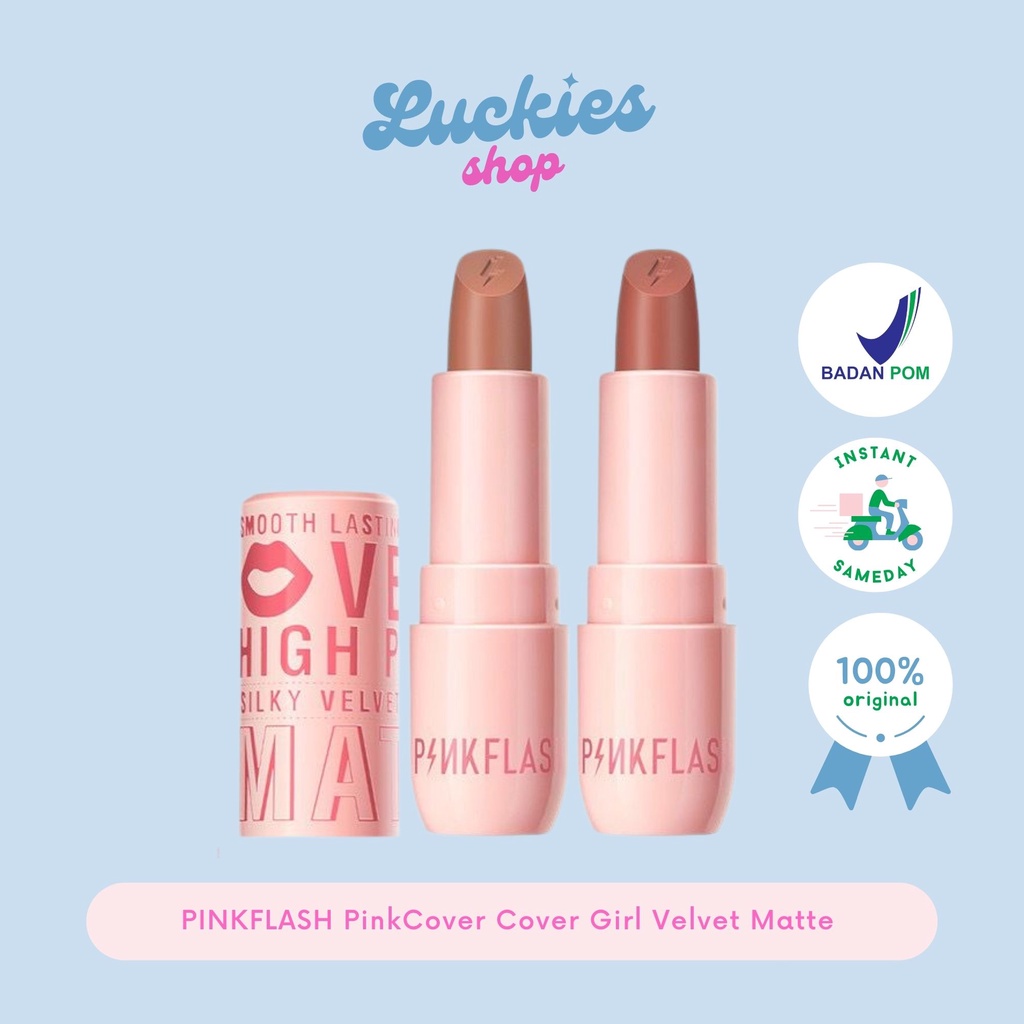 PINKFLASH PinkCover Cover Girl Velvet Matte Cream Lipstick PFL05 High Pigment Lasting Silky Soft Smooth Creamy Not Dry Lipmatte Lipstik Matte