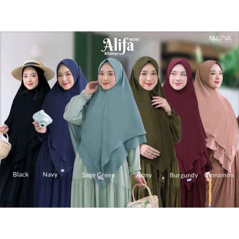Khimar 2 Layer  ALIFA dari FALOVA, Hijab Jilbab Bergo Dewasa Premium