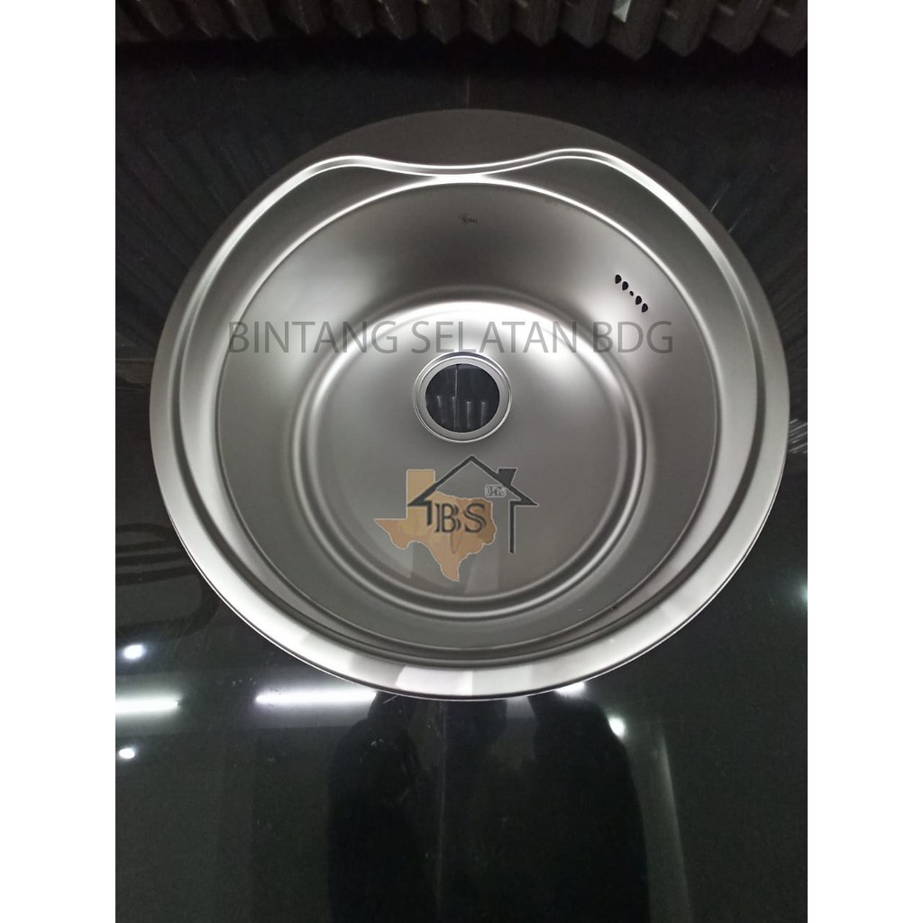 KITCHEN SINK CONI RS 490/ BAK CUCI PIRING BULAT STAINLESS 304 FULLSET
