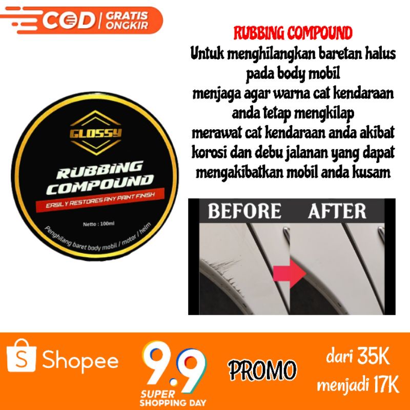 RUBBING COMPOUND / Insta Sparkling / Plastrim Restored / Penghilang Baret mobil, motor dan Helm