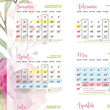 Minimal Beli 2 Boleh Campur Kalender Dinding 2020 A4 Kalender Hijriyah Dan Ada Penanda Puasa