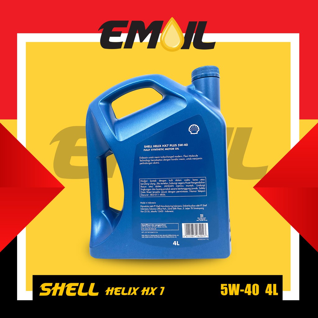 OLI SHELL HX7 SAE 5W 40 API SN galon 4 liter SEGEL BARU HOLOGRAM