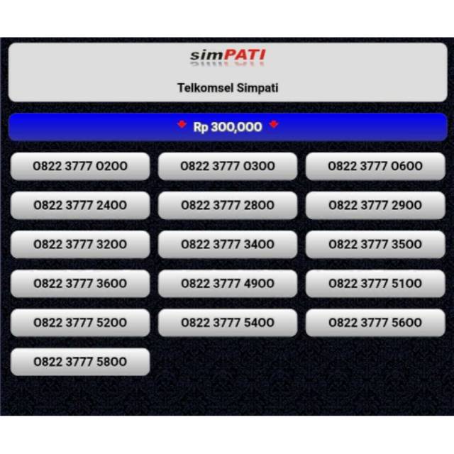 NOMOR CANTIK SIMPATI 0822 3777 XXXX