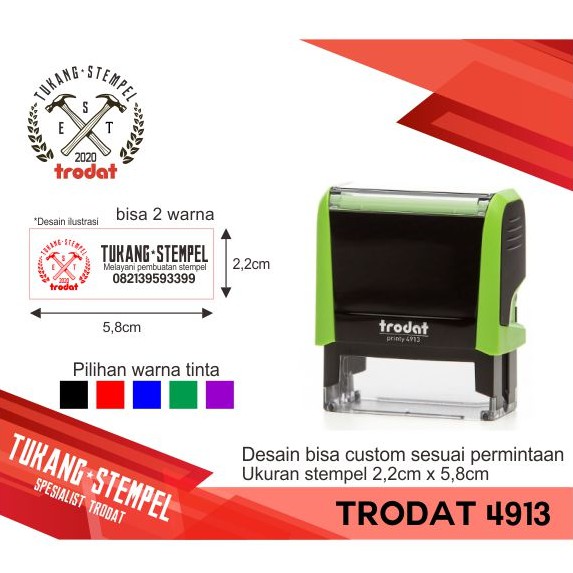 

Trodat 4913 stempel custom perusahaan multicolor