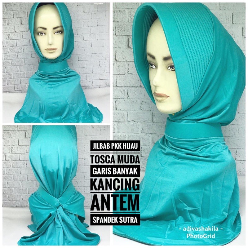 ADIVA - JILBAB PKK TOSCA MUDA GARIS BANYAK/POLOS BELAKANG TALI SPANDEK ANTEM