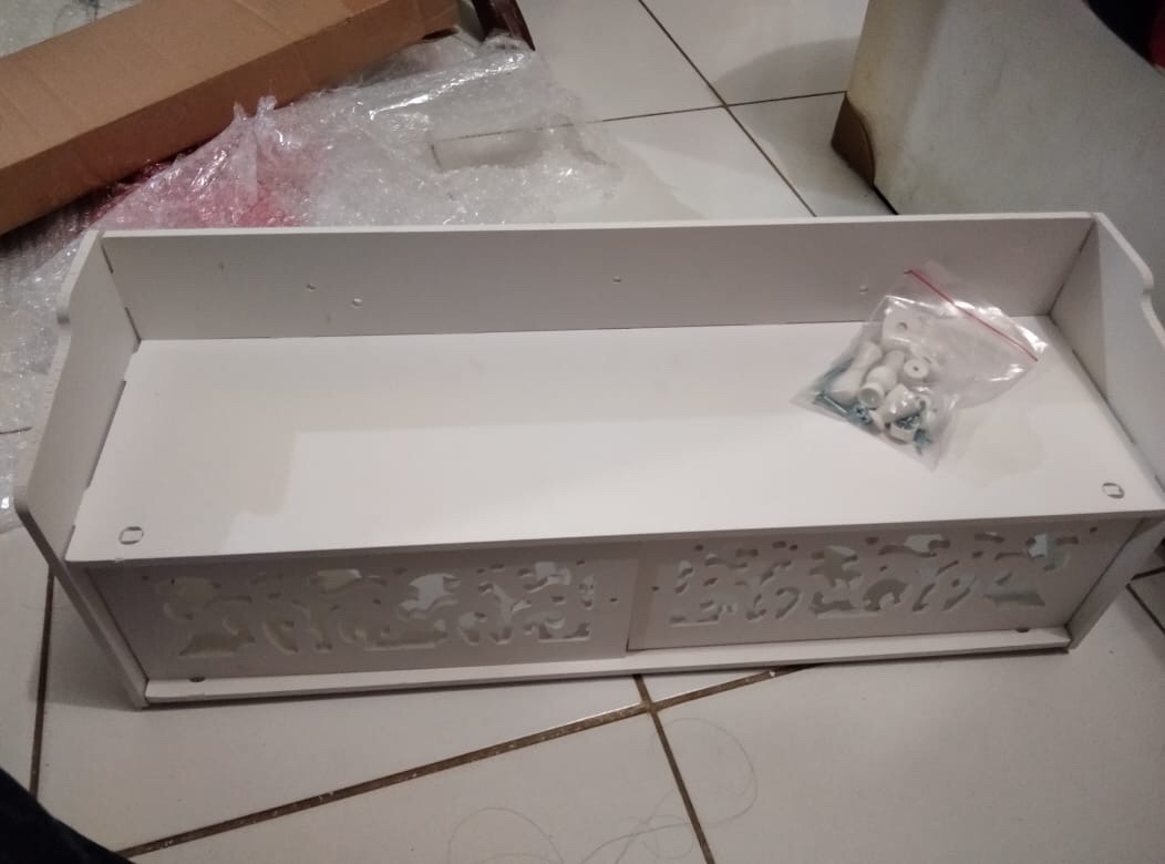 Rak Dinding Wall Ambalan Melayang Floating Gantung Vintage Putih K7r6 Toilet Kamar Kotak Aksesoris