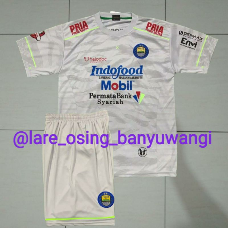 SETELAN DEWASA PERSIB 2020 AWAY PUTIH ABU JERSEY CELANA LIGA 1 PRINTING LOKAL