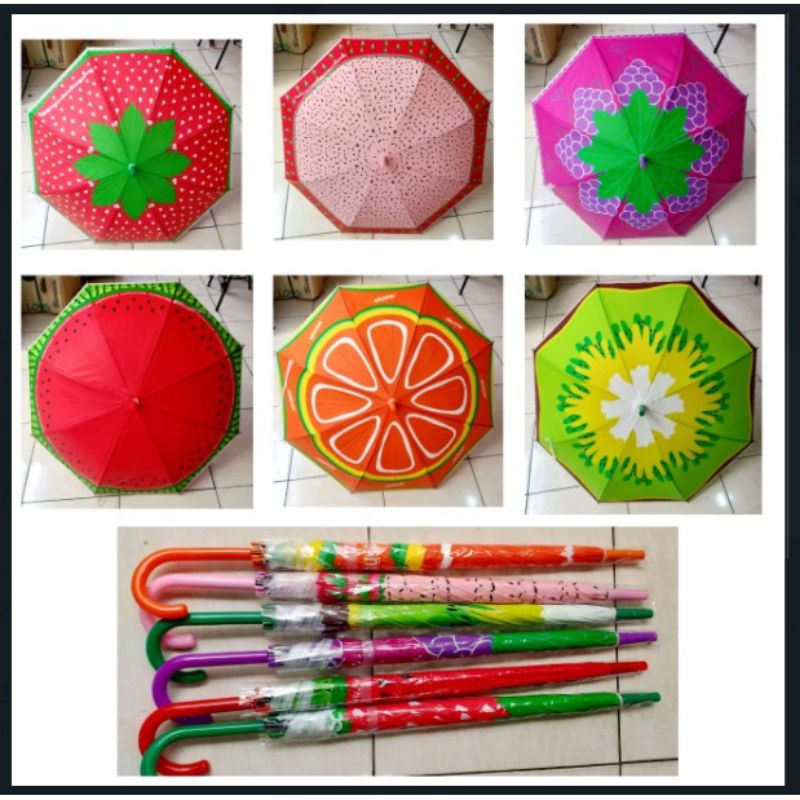 BUAH] PAYUNG BUAH ANAK SINGLE / PAYUNG ANAK KARAKTER BUAH / UMBRELLA