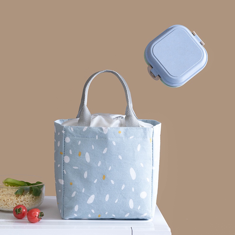 Gobra ♕ PA006 Tas Bekal Motif Simple Polos Warna Lunch Cooler Bag Salur Makanan Aluminium Kotak Makan Import