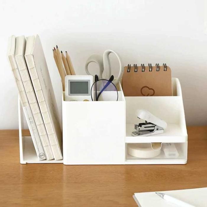 Document Organizer / Rak Buku Meja Buku Rak Meja Kerja Stationery Rak Kosmetik Organizer - Beige