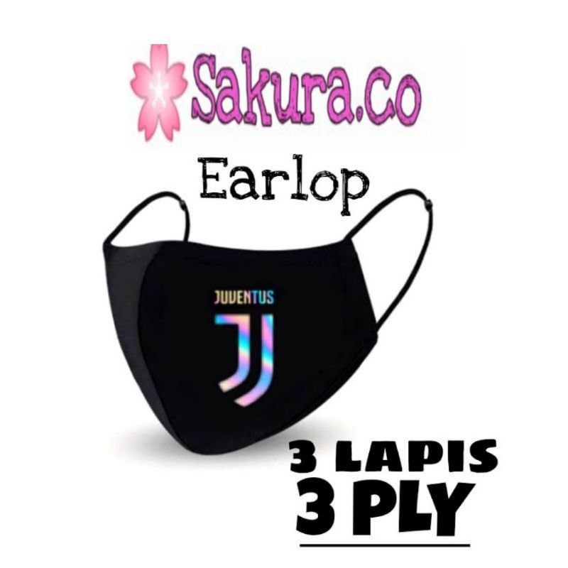 Masker Kain 3 Lapis Scuba Anak Dewasa Earloop - Juventus