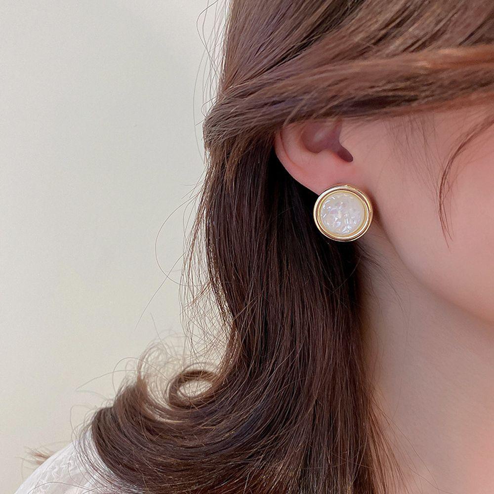 Needway Ear Studs Fashion Pesta Pernikahan Segitiga Bulat Persegi Enamel Stud Earrings Wanita Ear Hook