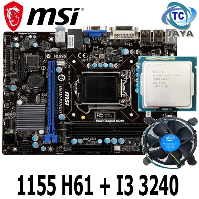 Paket MAINBOARD LGA 1155 H61 MSI Plus Processor Core i3 3240