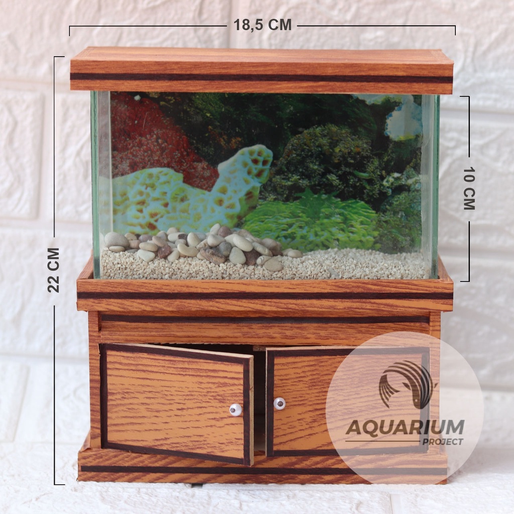 Jual Aquarium Mini Motif Kayu Coklat Ikan Cupang Atau Ikan Kecil Full Set Kabinet Free Pasir