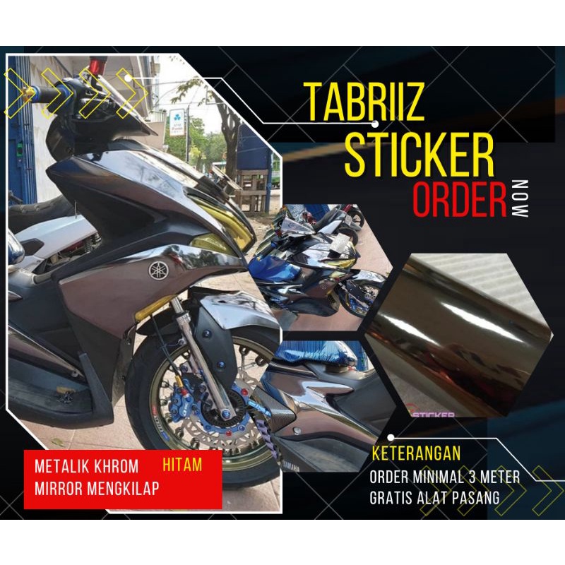 Sticker skotlet motor mobil hitam metalic chrom mirror metalik khrom mengkilap merk maxdecal metalik