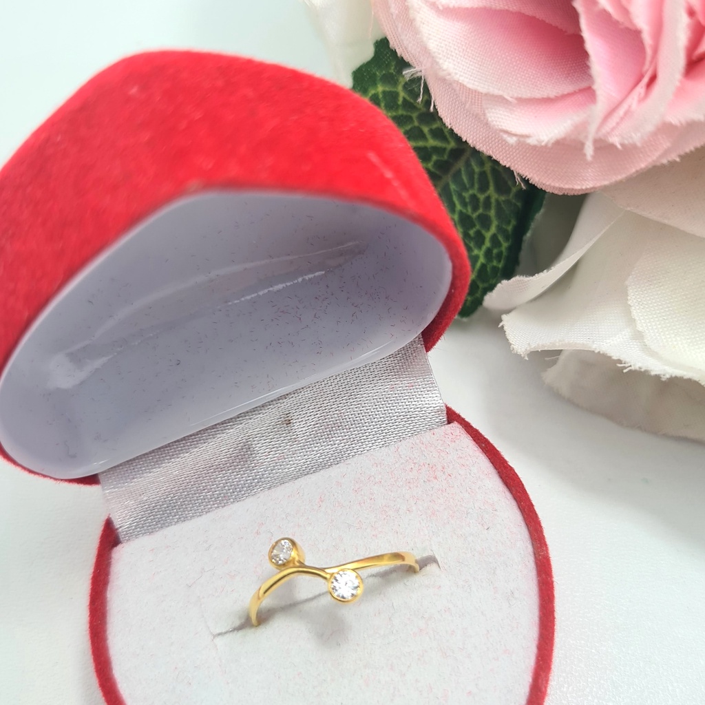 Cincin Emas Muda Mata 2 Silang Setengah Gram