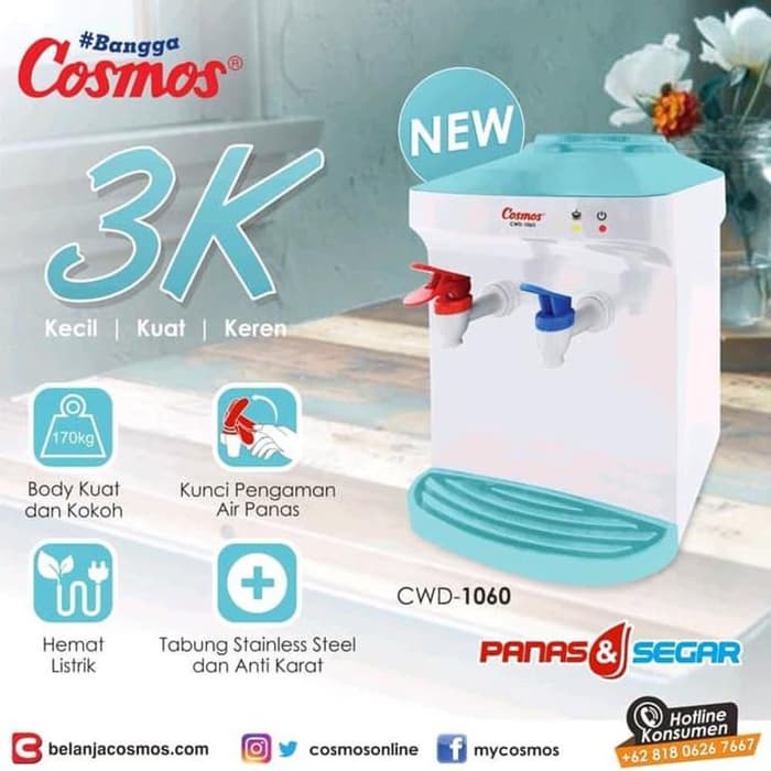 Dispenser Cosmos Panas Sejuk CWD 1060 Hot &amp; Fresh