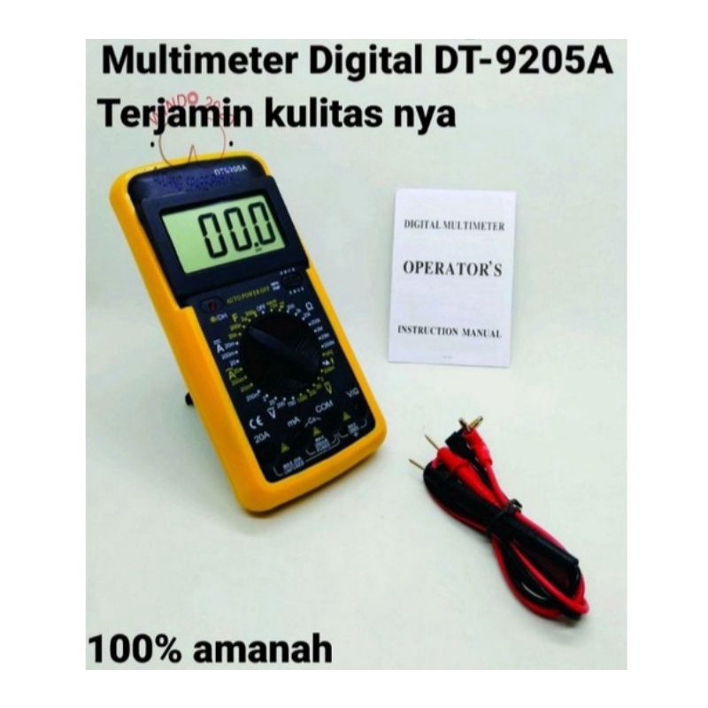 Multitester DT-9205A Digital alat pengukur tegangan DC AC