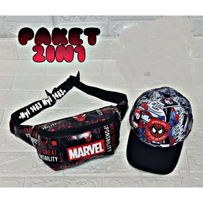 Marvel Spiderman Waistbag Anak Laki-Laki Tas Slempang Bahu Spiderman