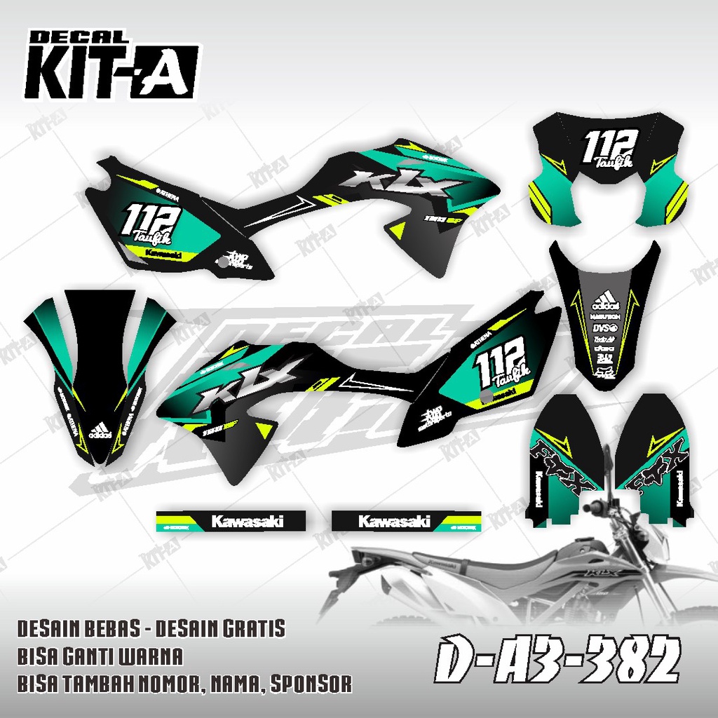 Decal kawasaki KLX 150 BF MOTIF RACING SIMPLE HITAM HIJAU