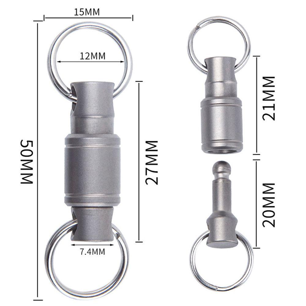 [Elegan] Titanium Alloy Keyring Removable Klip Tahan Lama Rilis Cepat Sabuk Pinggang Dual Detachable Pull Outdoor Tool Keychain