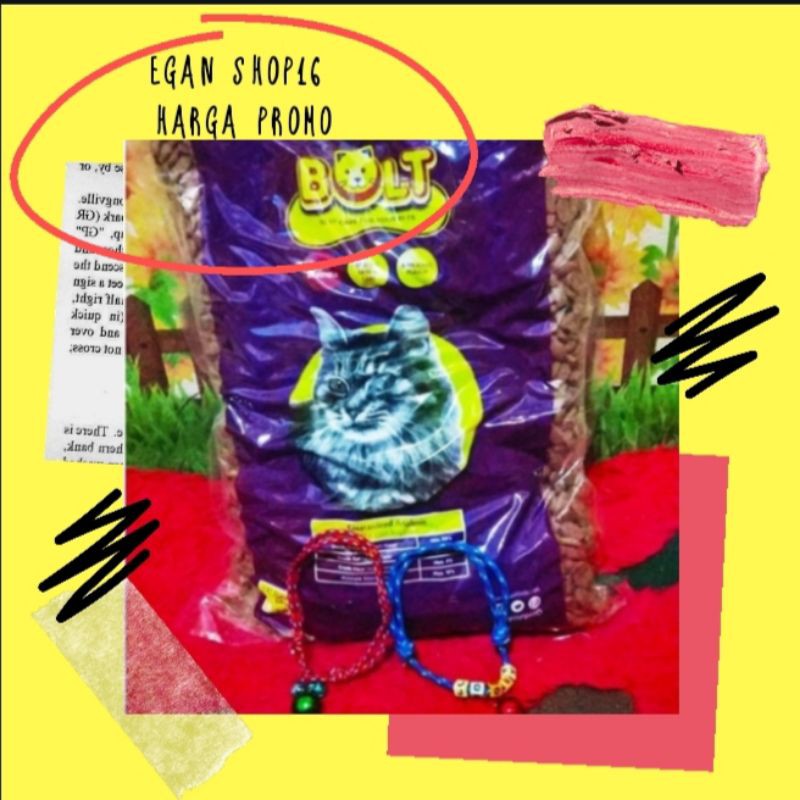 Bolt bonus kalung kucing - bolt - bolt makanan kucing - bolt 1kg - pakan kucing - bolt murah