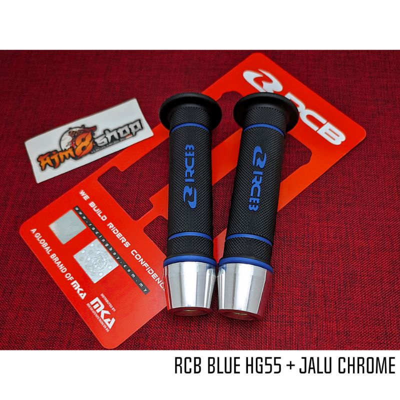 handgrip RCB original HG 55 sarung gas Racing Boy original hg55 + jalu stang chrome model pcx universal motor handle grip sarung gas racing boy original handgrip jalu rcb honda yamaha suzuki grand filano rcb vespa sprint primavera s lx-GRIP RCB BLUE+JALU