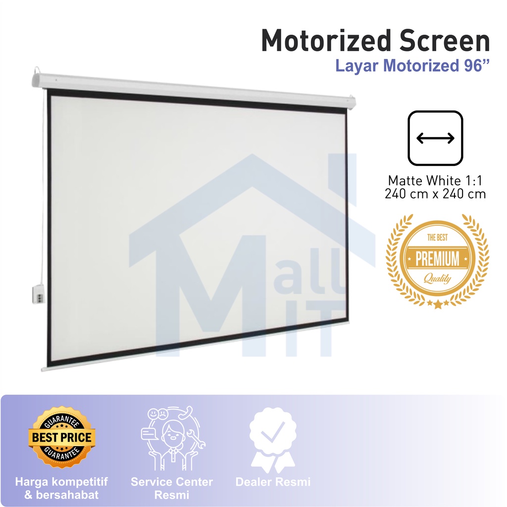 Layar MOTORIZED PROJECTOR SCREEN 96 X 96 INCH (2.4 m x 2.4 m)