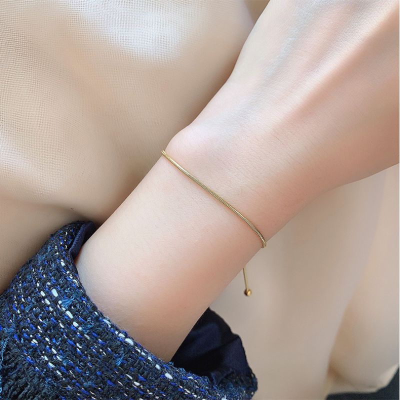 Gelang Serut Titanium Fashion Korea Lapis Emas Anti Karatan