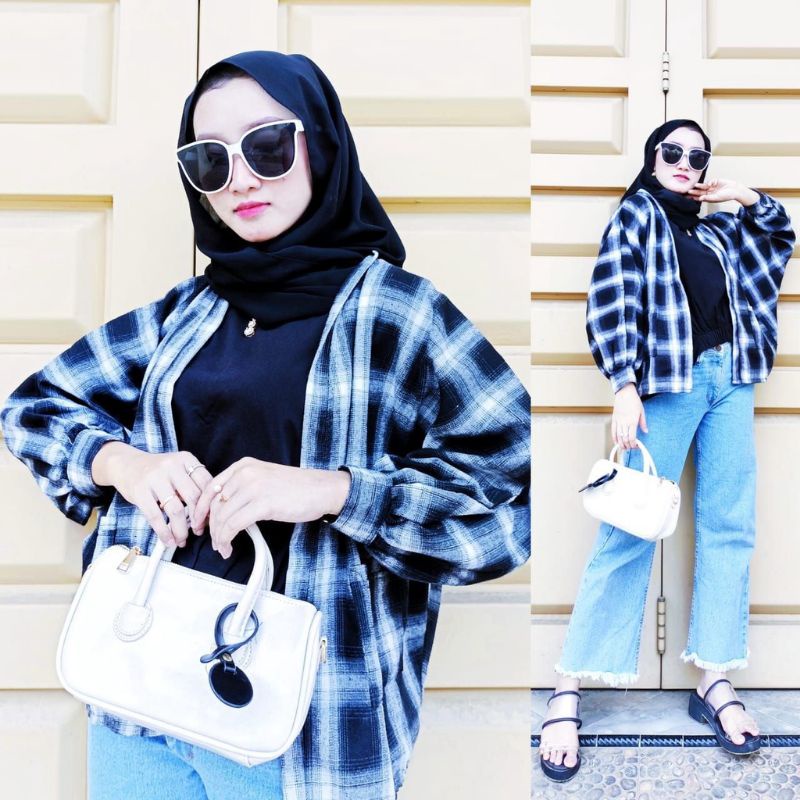 OUTER WANITA FLANEL OVERSIZE OUTER | KOTAK-KOTAK KEKINIAN TERBARU 2022
