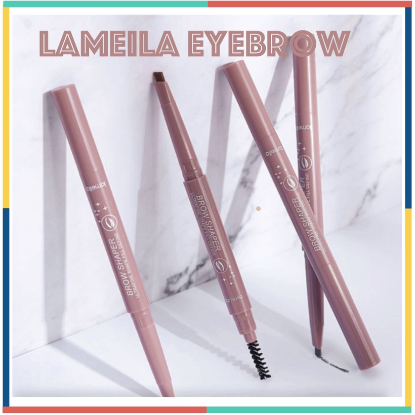 LAMEILA Pensil Alis Eyebrow Lilac Ungu Muda 2 in 1 Kepala Ganda 7 Warna LA025 752