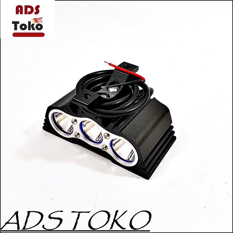 Lampu Tembak LED 3 Mata Putih Biru Kedip Universal 1 Set Bracket